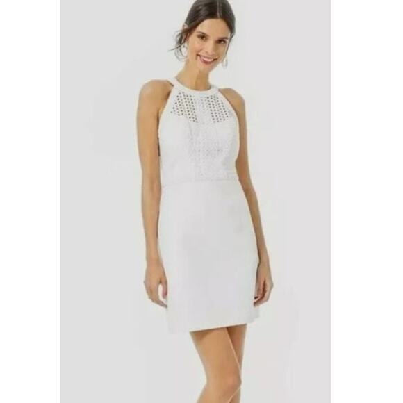 Lilly Pulitzer Dresses & Skirts - Lilly Pulitzer Resort White Lace Charlize Stretch Shift Halter Mini Dress Size 0
